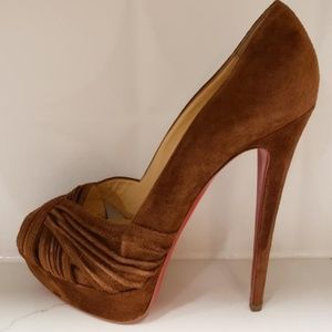Christian Louboutin,  tan Suede pump, fits US 9